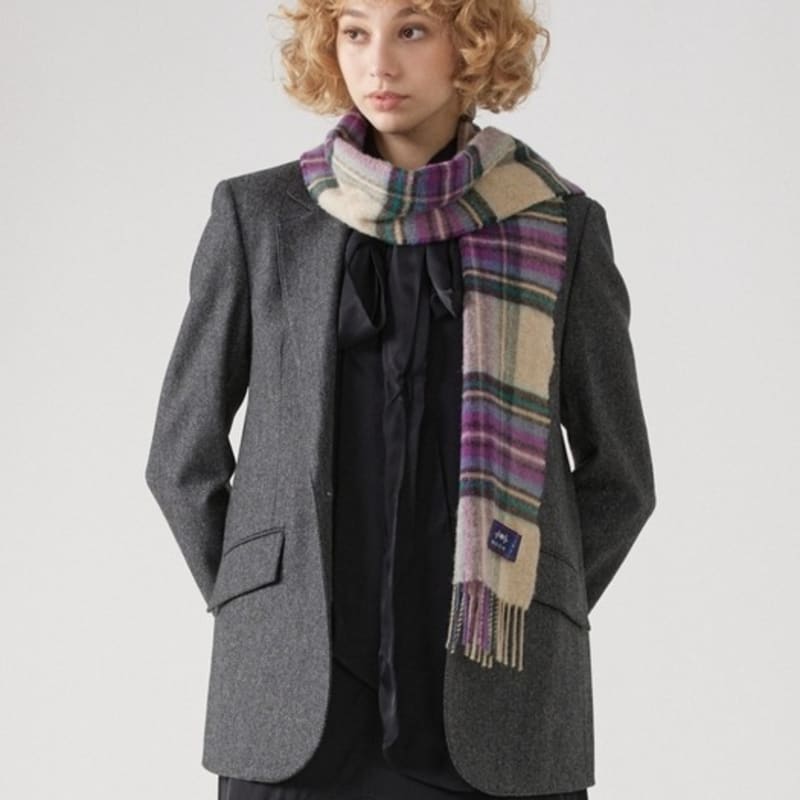 ABRAHAM MOON Merino Wool Muffler 25cm - Gresington Heather