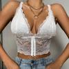 European & American Sexy Lace Front Buckle Sheer Camisole