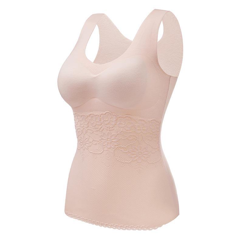 Women's Fleece Warm Vest with Chest Pads, Slim Fit Lace Suspenders, Cold-Proof Thermal Underwear