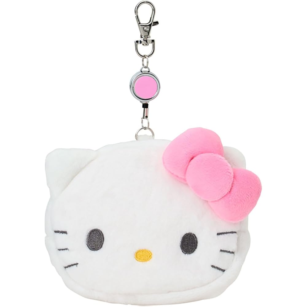

Sanrio Hello Kitty Face Shaped Pass Case and Pouch Cotton PVC Steel Polyester with Reel for Age 15 and Up