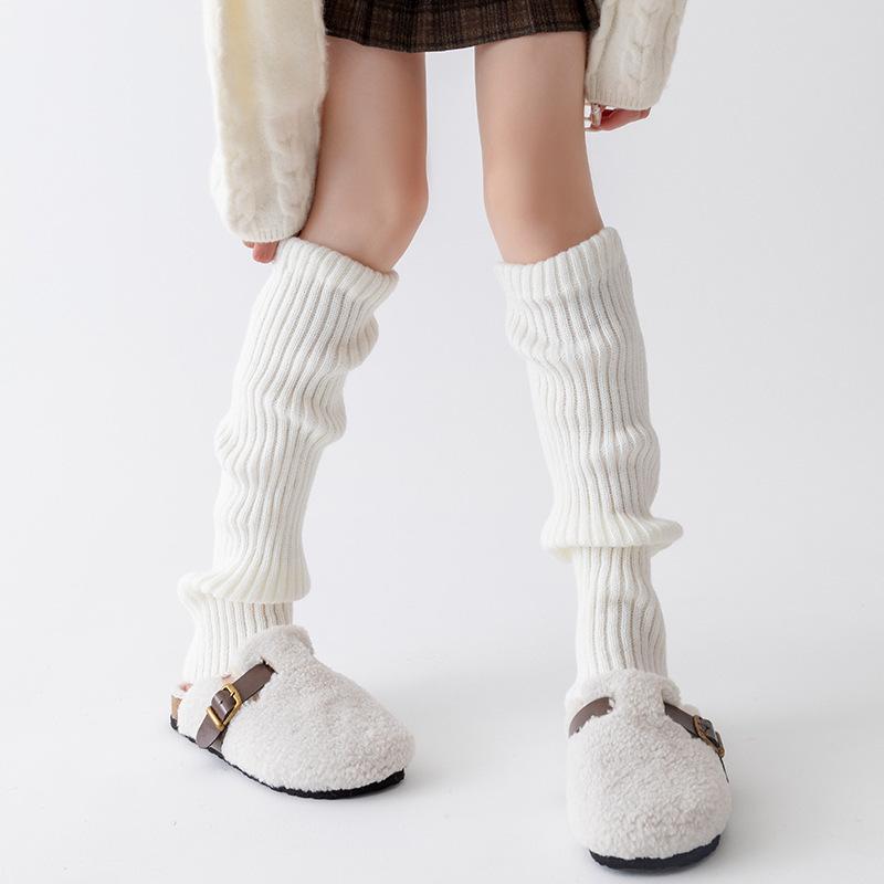 Women's Autumn and Winter Thick Calf Socks, Brown Warm Flat Knitting Long Tube Woolen Yarn