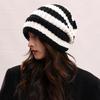 Hat bag face striped big head circumference wool hat women's autumn and winter show a small face warm knitted cold hat cover hat men's tide