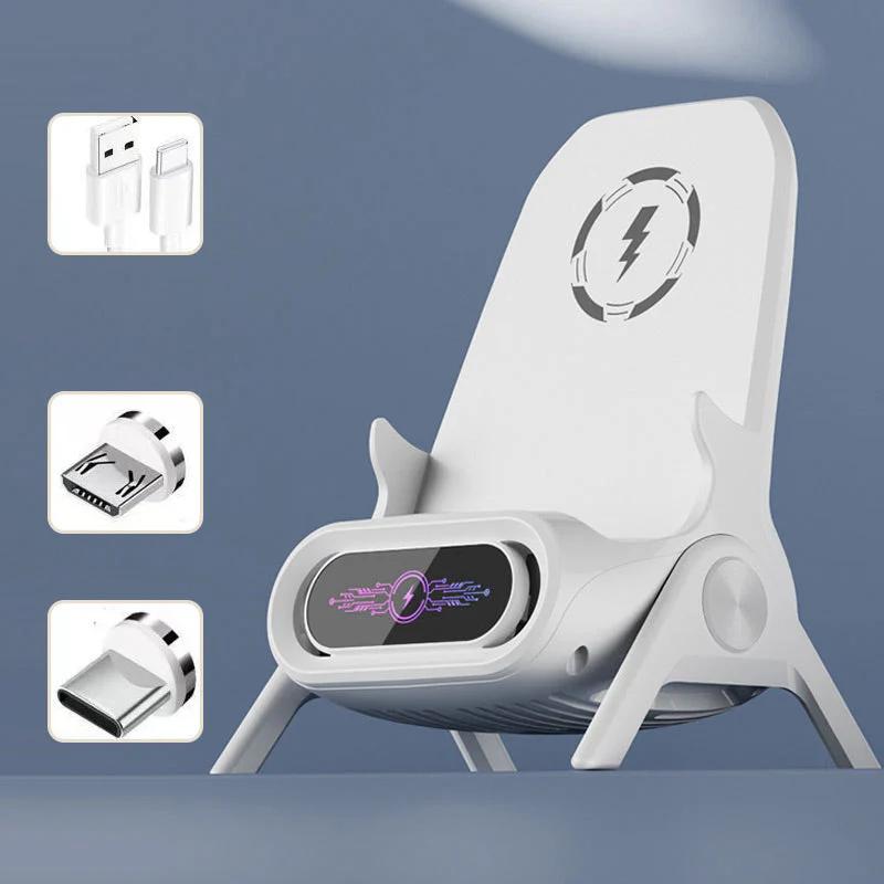 15W Portable Mini Chair Wireless Charger Stand Desktop Super Fast charging With Speaker function Universal Mobile Phone stand