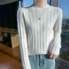 Women's Wool Cable Knit Sweater - Round Neck, Loose Fit, Versatile for Autumn/Winter