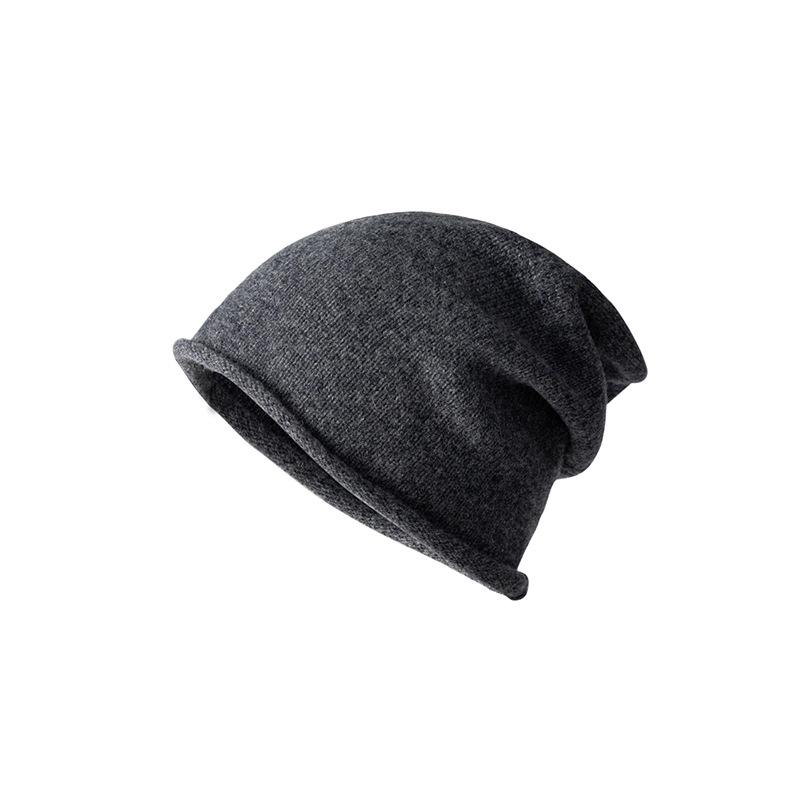 Solid color 100% wool cold hat women's pile hat spring and autumn hat high-end knitted hat warm wool hat