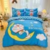 Doraemon Mechanical Cat Cartoon Style Pure Cotton Material Bed Three-piece Set Student Dormitory Dirty-Resistant Bedding