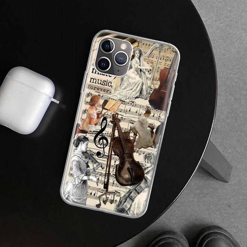 Music Violin Phone Case Cover for iPhone 11 12 13 Mini 14 15 Plus 16 Pro Max 17 Air 7 8 + SE Art Customized Fundas 11 12 13 Mini