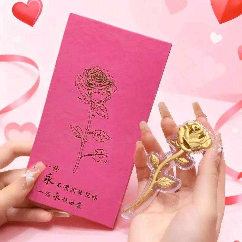

Mother s Day Bestseller: Pure Gold Golden Rose Flower with Red Envelope Souvenir Gift. Standard