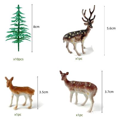 13 Pcs Tree Deer Figurines Forest Woodland Theme Cake Topper Tree Deer Cake Decorations for Christmas Cake Topper Decoration