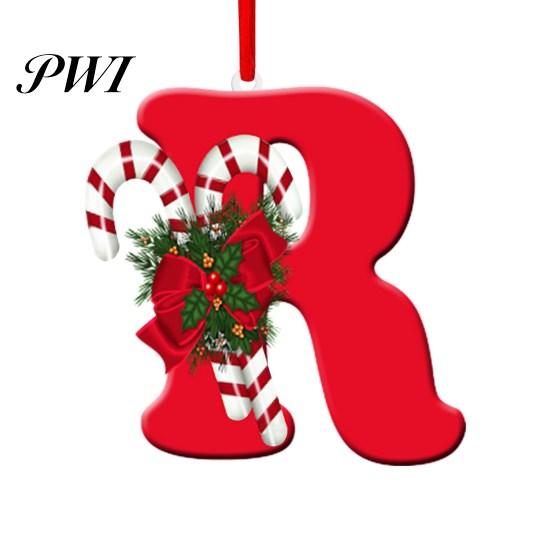 Christmas Party Themes Red Color 26-Letter Hanging Ornaments with Lanyard & Flower Charms Cute Decorations Tree Drop Decoration Holiday New Year Home