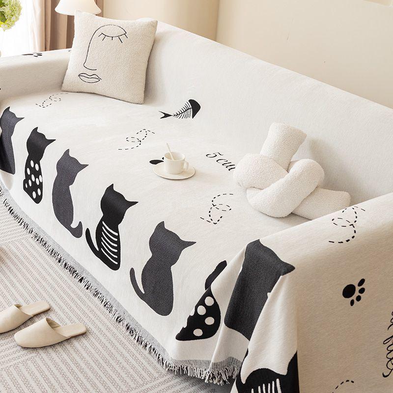 Chenille Cartoon Sofa Towel: Universal, Multifunctional Armrest and Backrest Cover