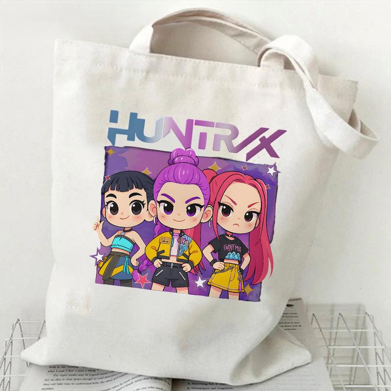 KPOP Demon Hunter Group Printed Canvas Bag Spot Women's Daily Handbag Shopping Bag KTY
