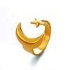 Fashion Simple Ethnic Style Gold Color Moon Stars Pattern Open Rings for Women Daily Wear Stainless Steel Finger Jewelry Gifts