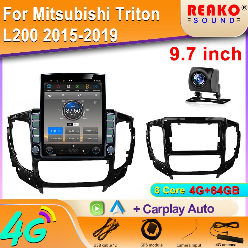 9.7" Vertical Style Tesla Screen Android 12.0 Car Radio For Mitsubishi Triton L200 2015-2019 Navigation GPS Multimedia Player
