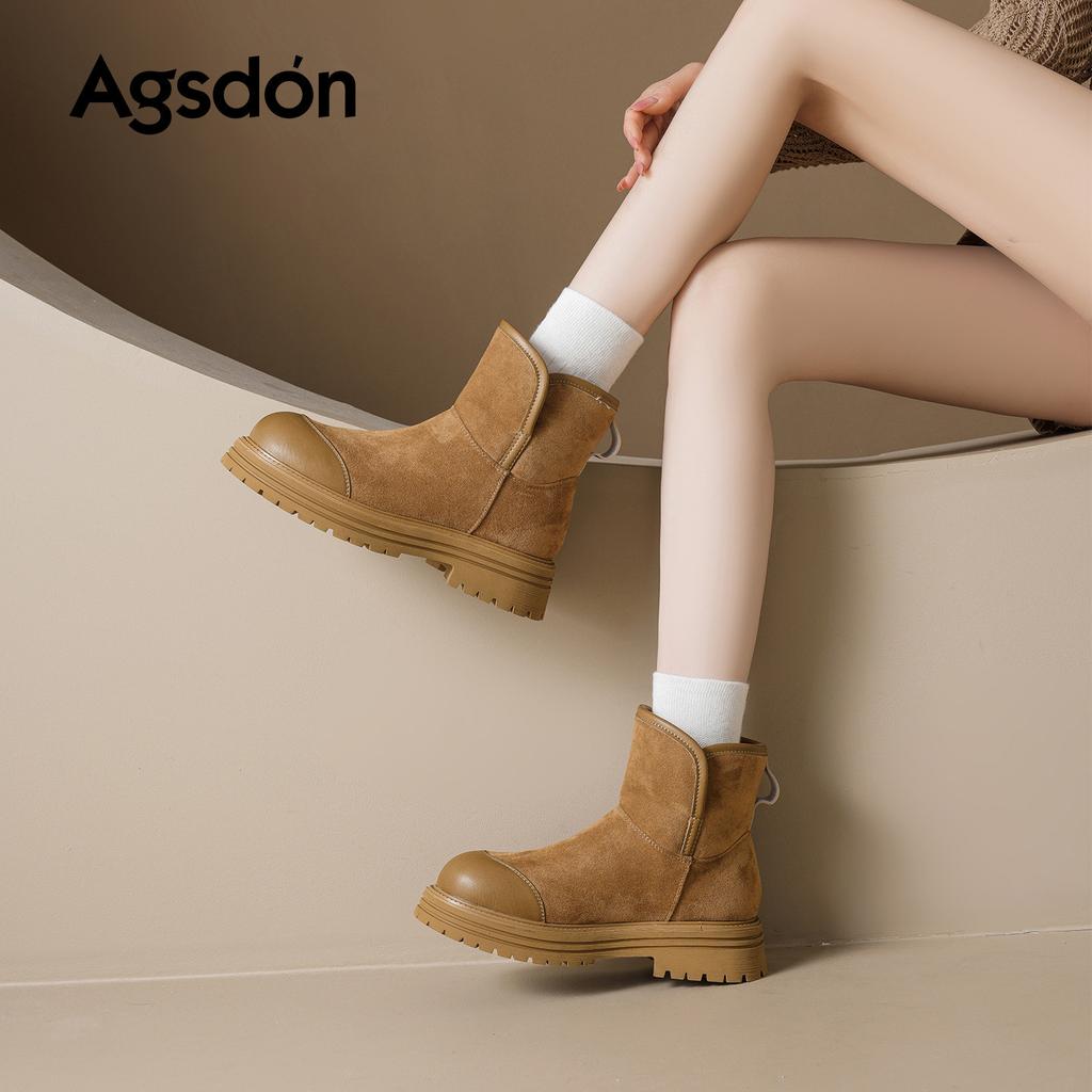 Thick-soled snow boots winter new velvet thickened medium tube short boots flanged two wear cotton shoes
