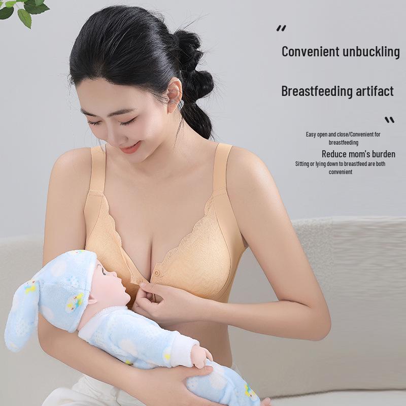 Plus-Size Women's Front-Buckle Nursing Bra: Seamless, Comfortable, for Middle-Aged & Elderly.