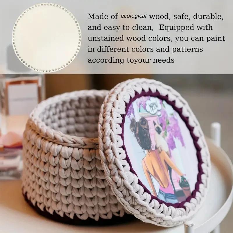 Wooden Basket Bottom Blank Solid Crochet Basket Wood Base for DIY Basket Weaving Supplies Craft Making Home Decoration