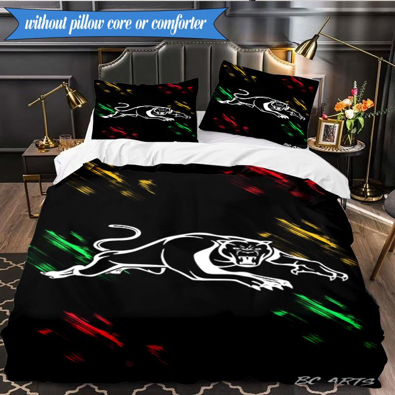 3PCS Panther Panthers Spirit Bedding Set 2D Printing (Includes 1 Duvet Cover + 2 Pillowcases Coreless), Bedroom decor,Fan Gift