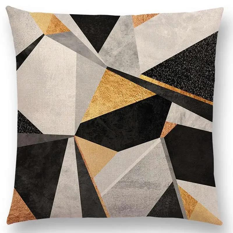 New Colorful Blocks Layers Stripes Geometric Combination Gold Lines Gorgeous Prints Cushion Cover Throw Pillow Case