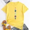 Summer Round Neck Planet Pattern Printed Top Fashionable Casual Short Sleeved Women's Pure Cotton T-shirts