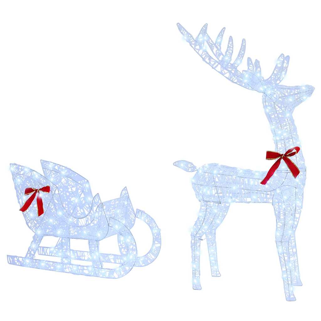 Reindeer Pull Sled Cold White 70 X 26 X 130 Cm Acrylic