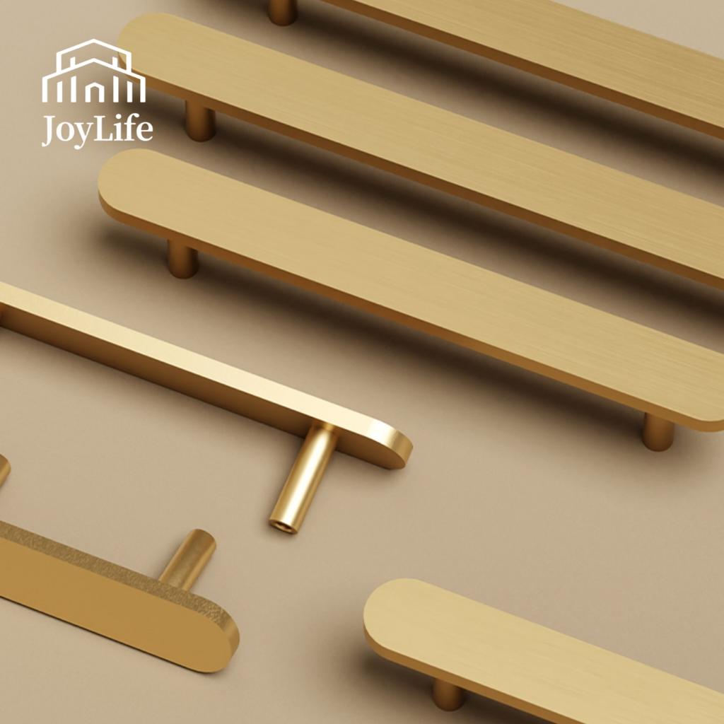 JOYLIFE Solid Brass Cabinet Pulls Modern Minimalist Handles French American Style Drawer Pulls for Wardrobe Kitchen