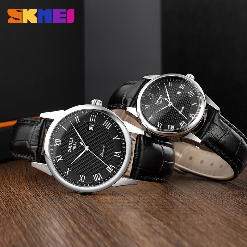 SKMEI 9058 Top Brand Couple Quartz Watch Date Watch Men's and Women's Fashion Leisure Waterproof Calendar Business Watch Reloj