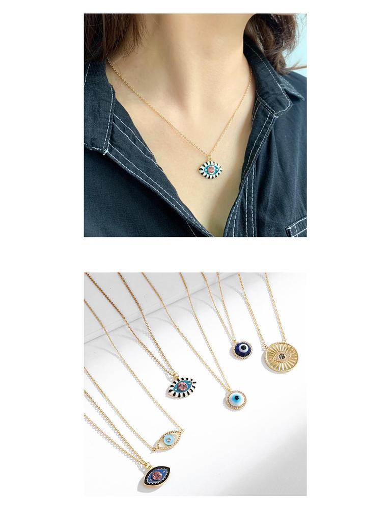 Kenjie Mysticism Evil Eye Pendant Necklace with Tarot Charms for Women - European & American Clavicle Chain