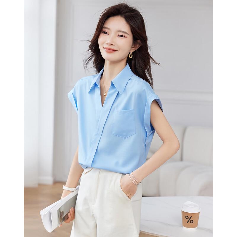 TERRE BLEUE Women's Casual Loose Fit Summer Shirt