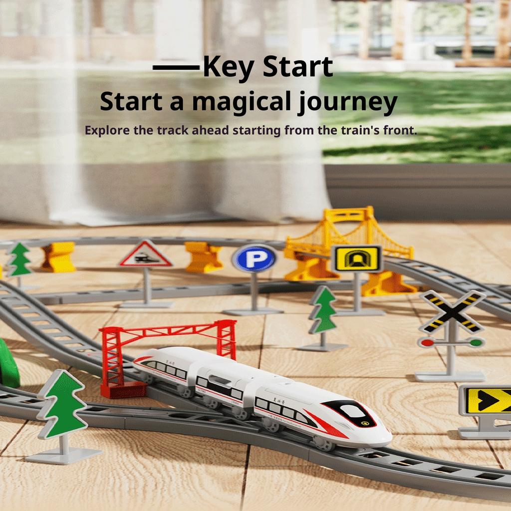 Children'S Electric Train Set With Track Toy Car Assembling Model Gift Educational High Speed Railway Vehicle Playset
