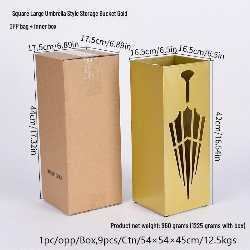 Wrought Iron Square Umbrella Stand for Heavy Rain - Ideal for Home & Hotel Lobby Use.
