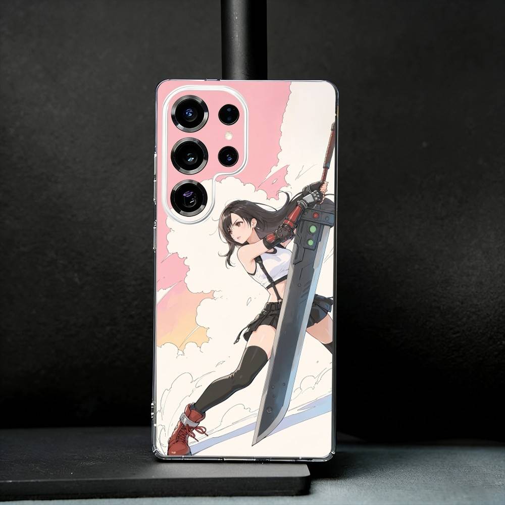 Game FF T-Tifa L-Lockhart-S Phone Case For Samsung S25,S24,S21,S22,S23,S30,Ultra,S20,Plus,Fe,Note,10,9,5G Transparent Cover