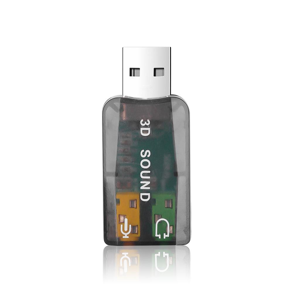 

External USB Sound Card Mini Sound Card USB to 3.5mm Interface HiFi Stereo Audio Adapter for Speaker Laptop Headsets Windows 7 8 прозорий