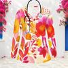 Aquarell-Blumenprint V-Ausschnitt Langarm Damen Krankenschwester Arbeitskittel Weich Atmungsaktiv Medizinische Gesundheitsversorgung Arbeitsbluse Mit Taschen
