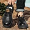 Fashion Men Casual Leather Shoes Luxury Brand Thick Bottom  Lace Up Business Shoes British Style Outsole Casual Work Outdoor Boots