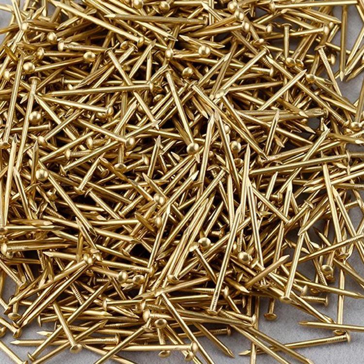 Antique Brass Round Head Copper Nails for Hinges & Decorative Use, Golden Finish, Small Size