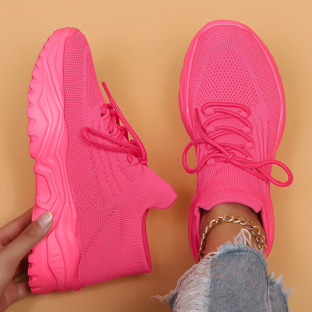 Women's Breathable Casual Sneakers Lace Up Comfortable Thick Bottom Hundred Shoes