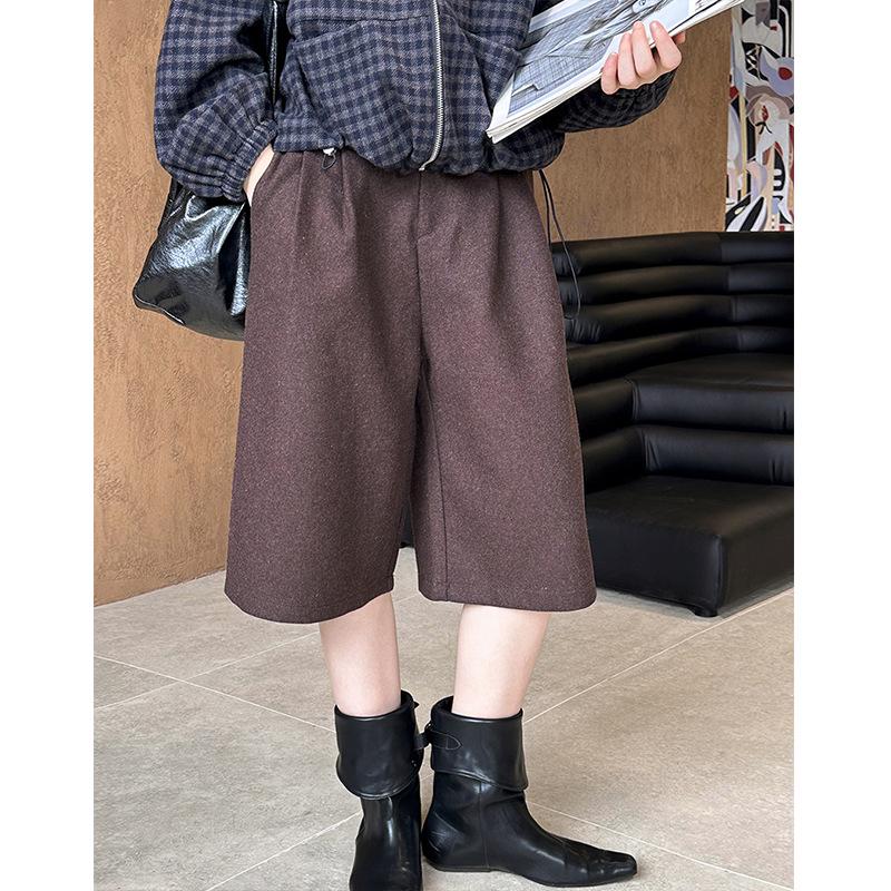 Juzhi 2024 Automne Coréen Laine Coupe Slim Décontracté Shorts 9101