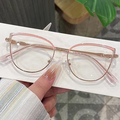 Fashion Stylish Women Glasses Cat Eye Shape Anti Blue Light Eyeglass Frames European American Style Women's Glass