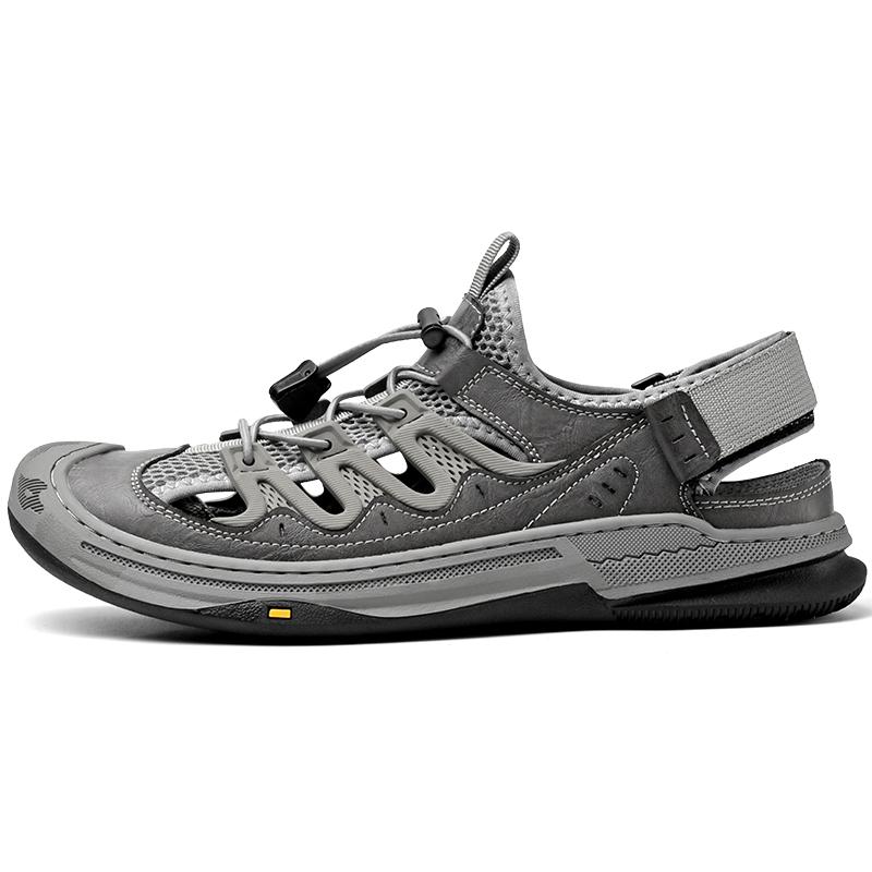 Fashion New Designer Brand Men Young Grid Ventilation Soft Sole Seaside Sandals Summer Outdoor Lightweigh Non-slip Sport Leisure Shoes