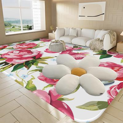 Pink Purple Peony Flower Room Mats Retro Multiple Choice Living Room Kitchen Rug Non-Slip Welcome Rug