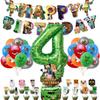 Minecraft-Themed Aluminum Foil Balloon Set: Kid's Birthday Decor with Pull Flags & Number Combination