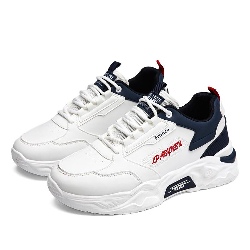 New Men's Shoes Fashion Student Casual Shoes Increase Round Head Trend Running Shoes Lace-up Non-slip Sports Shoes