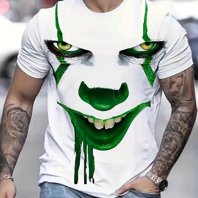 Letni Straszny Wzór Klauna 3D Druk T-shirty Mężczyźni Kobiety O-Neck T-shirt Krótki Rękaw Oversize Harajuku Tee Top Odzież Dziecięca