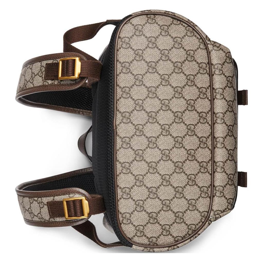 Gucci Ophidia GG Supreme Canvas Web Stripe Flap Backpack With Gold Double G Logo For Unisex Luxury Daily Use