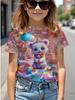 Kinderkleidung Mädchen T-Shirt Mode Kurzarm-T-Shirt Sommerkleidung 3D-Druck Kinder Oberteile Cartoon Atmungsaktiv Kinder T-Shirt