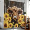 Highland Cow Farmhouse Shower Curtain Country Bathroom Decor Cattle Sunflower Floral Pumpkin Autumn Polyester Bathtub Curtain