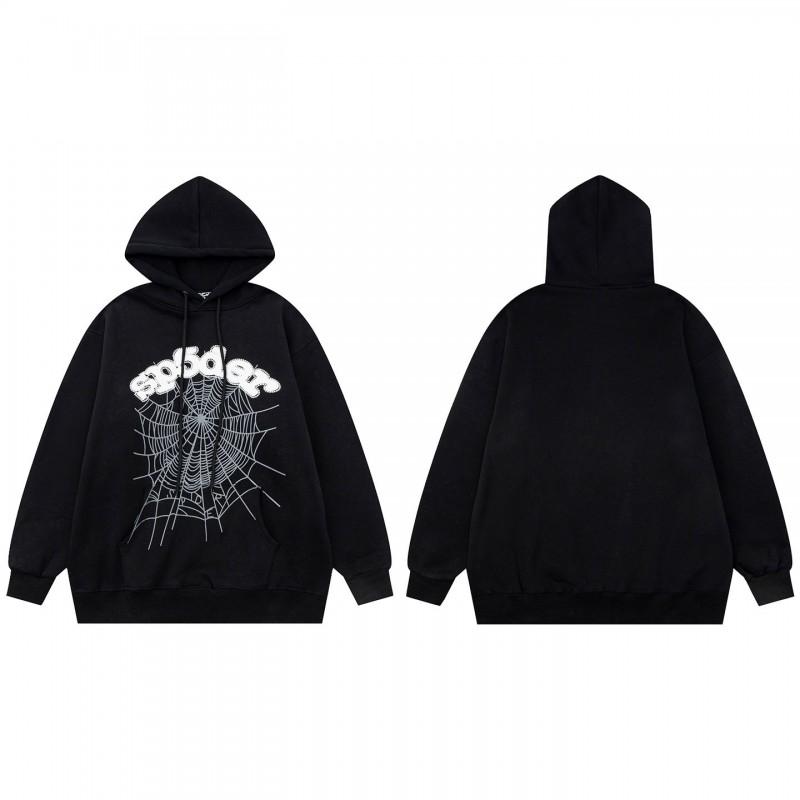 Sp5der Spider Web Foam Print Fleece Hoodie Loose Fit Hip Hop Sweatshirt Men Women