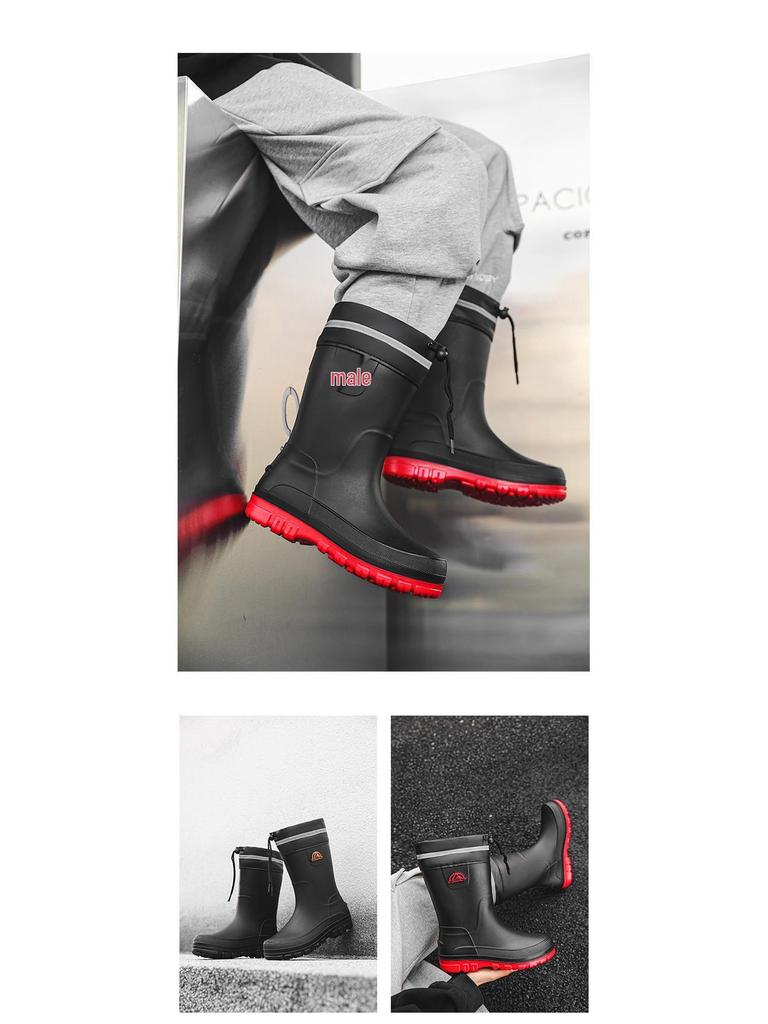 Men's Waterproof Non-Slip Mid-Calf Rain Boots - Korean Style Fashion for All Seasons