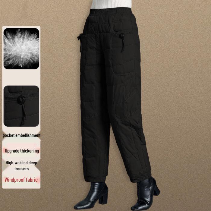 

Women s Windproof Warm Bootcut Pants: Italian Lightweight, Fashionable, Versatile, and Casual with Spliced Design. L чорний